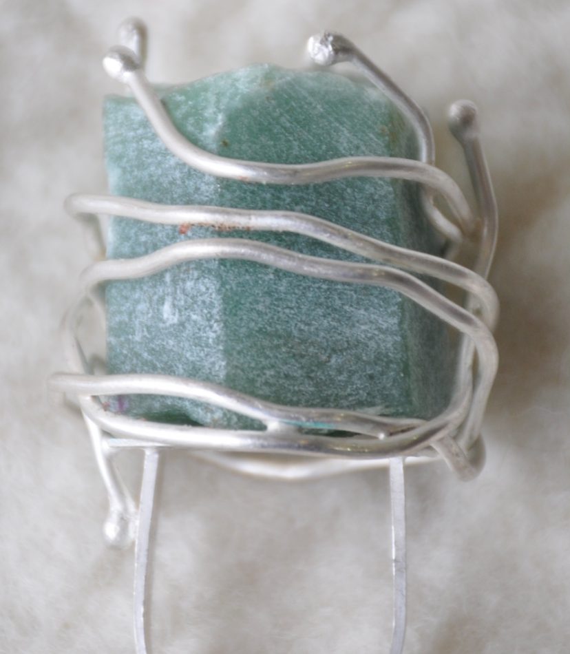 Amazonite Raw sterling silver ring