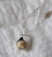 Floating Shell handmade glass pendant attached with sterling silver