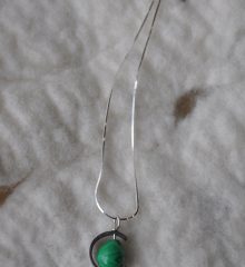 Green Planet handmade green glass attached with sterling silver oxide