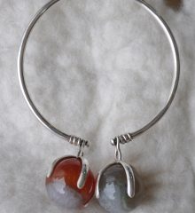 Two Agate gem stone with sterling silver braclet