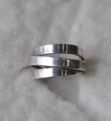 Wide layers three sterling silver ring